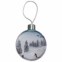 Snow Ski Skiers on Mountain Christmas Bauble