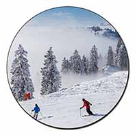Snow Ski Skiers on Mountain Fridge Magnet Printed Full Colour
