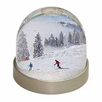 Snow Ski Skiers on Mountain Snow Globe Photo Waterball