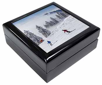 Snow Ski Skiers on Mountain Keepsake/Jewellery Box