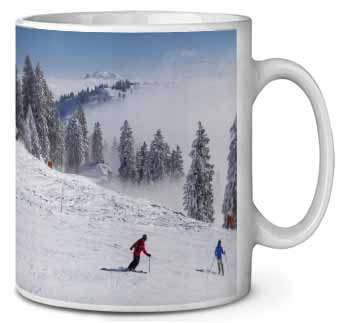 Snow Ski Skiers on Mountain Ceramic 10oz Coffee Mug/Tea Cup