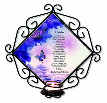 A Mother Poem Sentiment Wrought Iron Wall Art Candle Holder