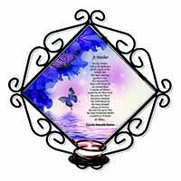 A Mother Poem Sentiment Wrought Iron Wall Art Candle Holder