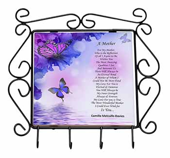 A Mother Poem Sentiment Wrought Iron Key Holder Hooks