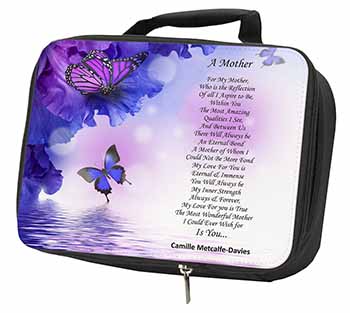 A Mother Poem Sentiment Black Insulated School Lunch Box/Picnic Bag