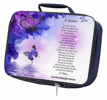 A Mother Poem Sentiment Navy Insulated School Lunch Box/Picnic Bag