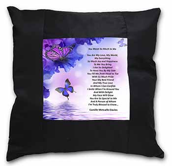 Love Poem for Someone Special Black Satin Feel Scatter Cushion