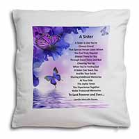 Sister Love Sentiment Poem Soft White Velvet Feel Scatter Cushion