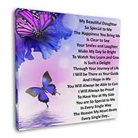 Daughter Poem Sentiment Square Canvas 12"x12" Wall Art Picture Print