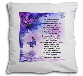 Daughter Poem Sentiment Soft White Velvet Feel Scatter Cushion