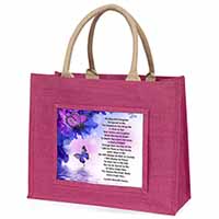 Daughter Poem Sentiment Large Pink Jute Shopping Bag