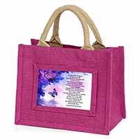 Daughter Poem Sentiment Little Girls Small Pink Jute Shopping Bag