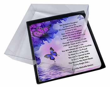 4x Daughter Poem Sentiment Picture Table Coasters Set in Gift Box