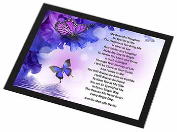 Daughter Poem Sentiment Black Rim High Quality Glass Placemat