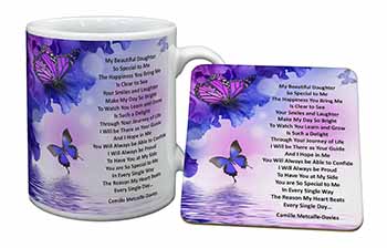 Daughter Poem Sentiment Mug and Coaster Set