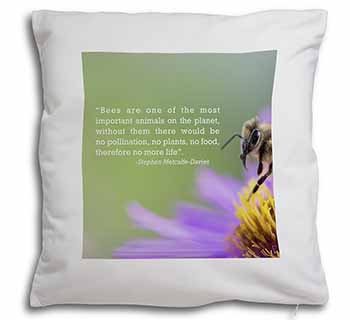 Importance of Bees Quote Soft White Velvet Feel Scatter Cushion