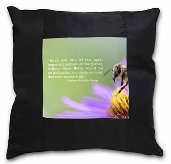 Importance of Bees Quote Black Satin Feel Scatter Cushion
