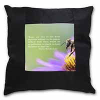 Importance of Bees Quote Black Satin Feel Scatter Cushion