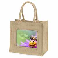 Importance of Bees Quote Natural/Beige Jute Large Shopping Bag