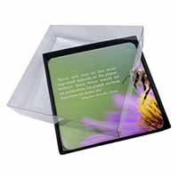 4x Importance of Bees Quote Picture Table Coasters Set in Gift Box