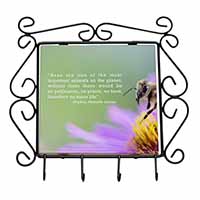 Importance of Bees Quote Wrought Iron Key Holder Hooks