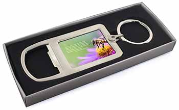 Importance of Bees Quote Chrome Metal Bottle Opener Keyring in Box