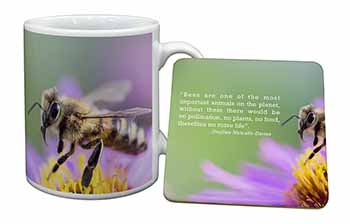 Importance of Bees Quote Mug and Coaster Set