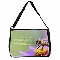 Importance of Bees Quote Large Black Laptop Shoulder Bag School/College