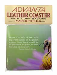 Importance of Bees Quote Single Leather Photo Coaster