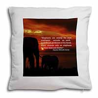 Elephants & Earth Quote Soft White Velvet Feel Scatter Cushion