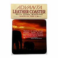 Elephants & Earth Quote Single Leather Photo Coaster