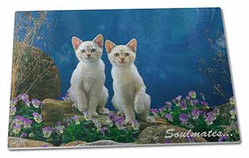 Large Glass Cutting Chopping Board White Cats 