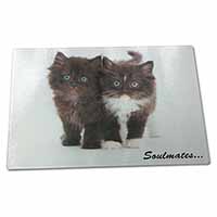 Large Glass Cutting Chopping Board Cute Kittens 