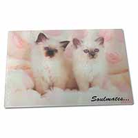 Large Glass Cutting Chopping Board Birman Kittens 