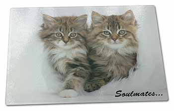 Large Glass Cutting Chopping Board Kittens Sentiment 