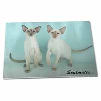 Large Glass Cutting Chopping Board Siamese Cats 