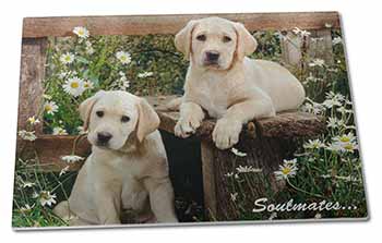 Large Glass Cutting Chopping Board Yellow Labrador Puppy Dogs 