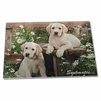 Large Glass Cutting Chopping Board Yellow Labrador Puppy Dogs 