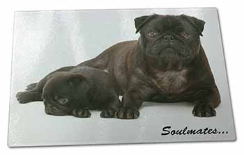 Large Glass Cutting Chopping Board Black Pug Dogs 