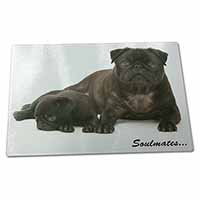 Large Glass Cutting Chopping Board Black Pug Dogs 