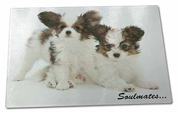 Large Glass Cutting Chopping Board Papillon Puppy Dog 