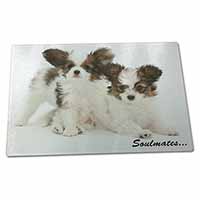 Large Glass Cutting Chopping Board Papillon Puppy Dog 