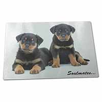 Large Glass Cutting Chopping Board Rottweiler Puppy Dogs 