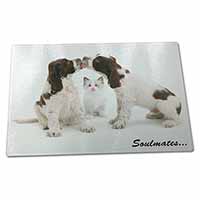 Large Glass Cutting Chopping Board Dogs and Cat Love Sentiment 