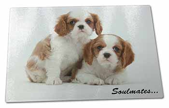 Large Glass Cutting Chopping Board King Charles Pups 