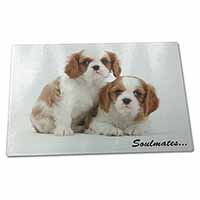 Large Glass Cutting Chopping Board King Charles Pups 