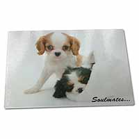 Large Glass Cutting Chopping Board King Charles Spaniel Dogs 