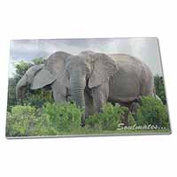 Large Glass Cutting Chopping Board Elephants 