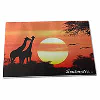 Large Glass Cutting Chopping Board Sunset Giraffes 