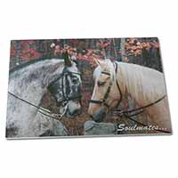 Large Glass Cutting Chopping Board Horses in Love 
